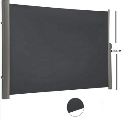 Grauw aluminium 200*300 cm terugtrekbaar zijschaduwdoek voor buitentuin en terras
