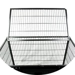 Grote honden zware metalen kennel en krat met vier wielen in zwart