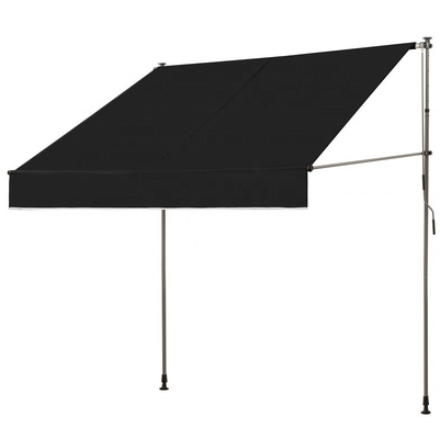 300x130cm Polyesterstof Buiten Balkon Clamp Markise met ijzeren frame in grijs/zwart