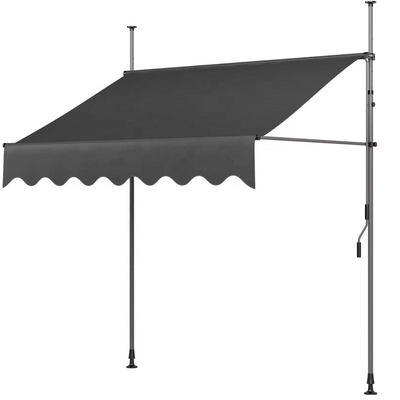 300x130cm Polyesterstof Buiten Balkon Clamp Markise met ijzeren frame in grijs/zwart