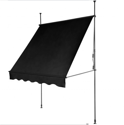 300x130cm Polyesterstof Buiten Balkon Clamp Markise met ijzeren frame in grijs/zwart