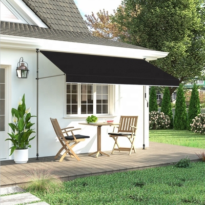 300x130cm Polyesterstof Buiten Balkon Clamp Markise met ijzeren frame in grijs/zwart