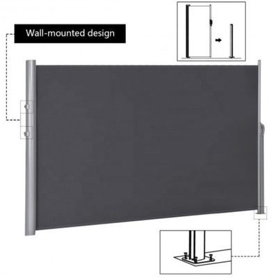 160x300cm Tuin zonnescherm Canopy Intrekbare luifel voor handmatige bediening Patio Side
