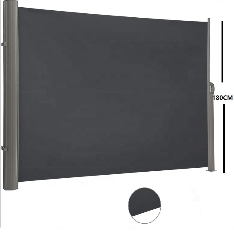 Grauw aluminium 200*300 cm terugtrekbaar zijschaduwdoek voor buitentuin en terras