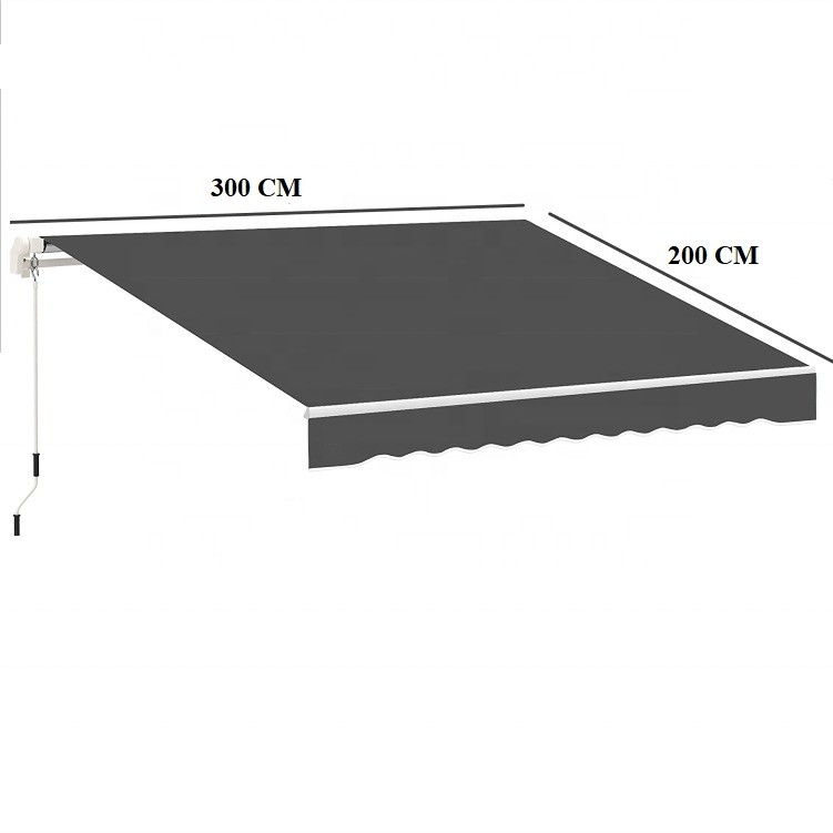 300*200cm Handmatig Crank Handle Waterdicht Marge Zonnescherm Shelter voor Veranda Venster