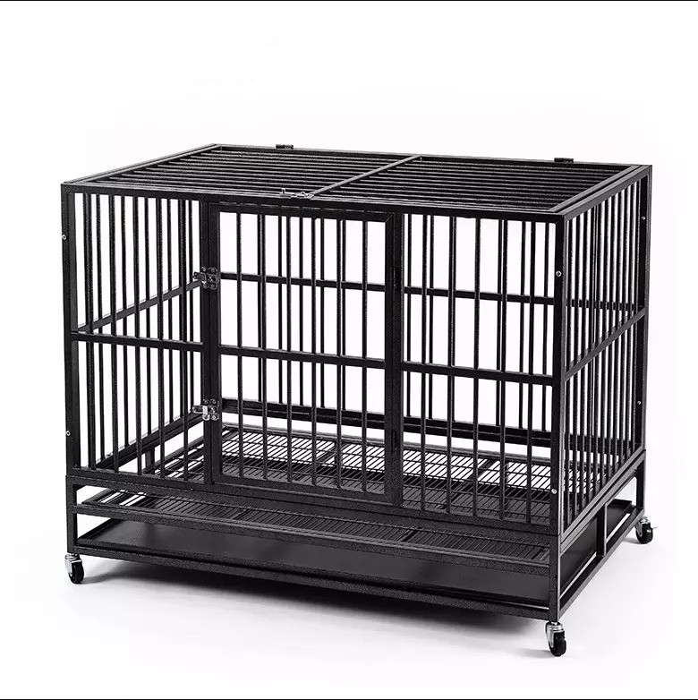 Zwarte 38 inch zware huisdier kooi voor grote en middelgrote honden stijlvol ontwerp